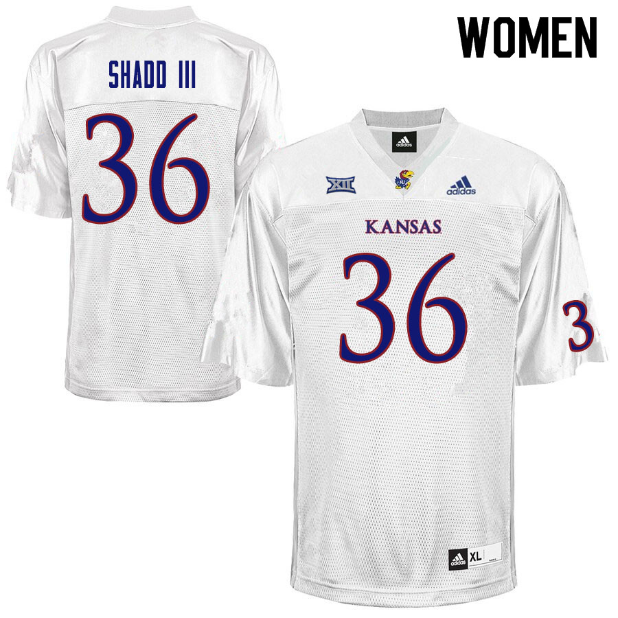 Women #36 Lawrence Shadd III Kansas Jayhawks College Football Jerseys Sale-White - Click Image to Close